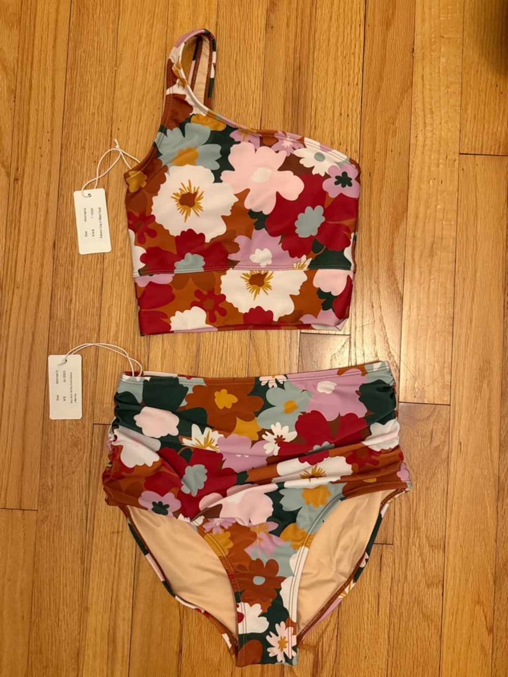 Floral One-Shoulder High-Waist Bikini Set